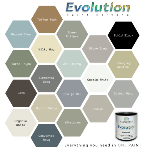 Evolution Color Chart featuring a quart can